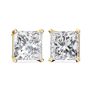 Boucles d'oreilles solitaires en or massif 18 carats avec diamant de laboratoire taille princesse 1,5 carat, fixation à tige, collection joaillerie fine - Product Image 1