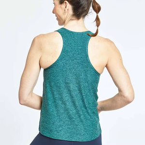 <b>Women's</b> <b>Navy</b> Blue O-Neck Knitted Tank <b>Top</b> Solid Color Breathable Casual Regular Length Sporty Fitness Wear - Product Image 5
