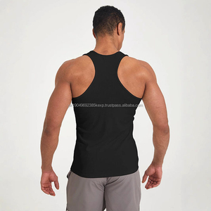 Men Bodybuilding OEM Compression Muscle Gym Workout Tank Top Fitness Mens Knit Ribbed Polyester Tank Top Sports Vest - Product Image 3