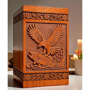 Personalized Handcrafted Wooden Urn with Eagle and Fish Design | <b>Memorial</b> <b>Keepsake</b> <b>Box</b> <b>Memorial</b> <b>Keepsake</b> by AYAANS - Product Image 3