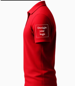 Logo personnalisé sur le devant, chemise rouge pour homme, manches courtes, coupe classique, vêtements décontractés, impression sérigraphique, tissu tricoté, 100% coton - Product Image 3