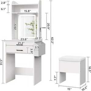 Multi Functional Durable LED Panel <b>Mirror</b> <b>Vanity</b> Desk 2 Storage Drawers Space-Saving <b>Makeup</b> Table for Small Bedroom Practical - Product Image 5