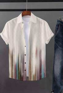 เสื้อเชิ้ตผู้ชายผ้าฝ้ายน้ำหนักเบา ระบายอากาศได้ดี แขนสั้น ลายพิมพ์เรขาคณิต คอปกคิวบา ทรงปกติ เหมาะสำหรับใส่เที่ยวพักผ่อนช่วงฤดูร้อน -DC - Product Image 6