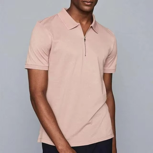Polo de algodón de primera calidad con logotipo personalizado para hombre, corte ajustado, con cremallera, manga corta, transpirable. - Product Image 4