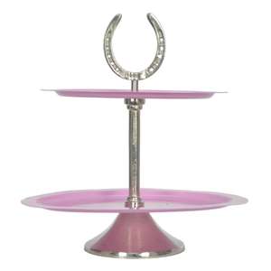 Support à gâteau à 2 niveaux en forme de fer à cheval argenté, rose, ovale, avec plateaux et coupelles pour pâtisseries et cupcakes, idéal pour les fêtes d'anniversaire - Product Image 6