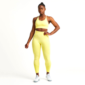 Ensemble de yoga sans couture pour femme, best-seller, en Spandex et Polyester, respirant, motif uni, prix de gros, meilleure qualité, service OEM - Product Image 1