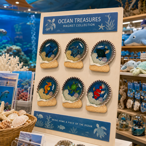 Collection d'aimants de réfrigérateur en résine époxy sur le thème de l'océan, souvenirs d'animaux marins, cadeaux côtiers, vente en gros, logo personnalisé - Product Image 5