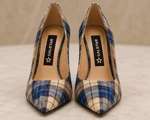 Chaussures à talons hauts en tartan pour femmes |   Escarpins à talons aiguilles à carreaux tendance |   Logo personnalisé en gros - Product Image 2