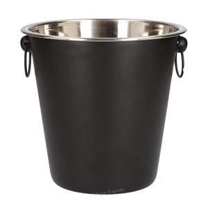 Christmas Gift Hot Selling New Arrival Stainless Steel Wine Cooler <b>Bucket</b> with Ring 4.8qt Durable & Portable Party Use - Product Image 1