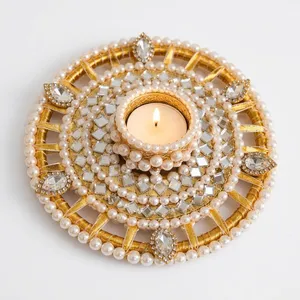 Pearl Beaded Candle <b>Holder</b> Home Decor Decorative <b>Tealight</b> Candle Stand Luxury Table Centerpiece Wedding Festival Decoration - Product Image 4