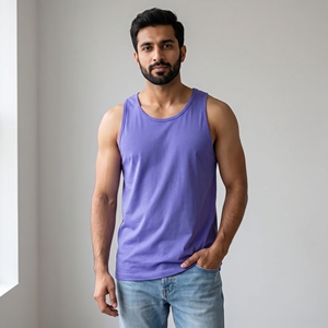 Nouveau design – Débardeur homme coupe classique sans manches, léger, respirant, écologique, séchage rapide, couleur unie, polyester/coton, haute qualité - Product Image 5