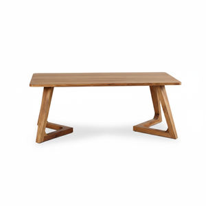 Table à manger en bois de teck durable de qualité supérieure, style scandinave moderne, forme trapézoïdale, décoration intérieure, finition naturelle, restaurant, café - Product Image 2