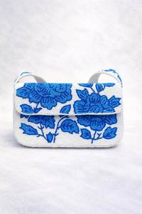 Bolso de mano hecho a mano con cuentas de cítricos – Bolso de hombro de verano con estampado de frutas blancas - Product Image 4