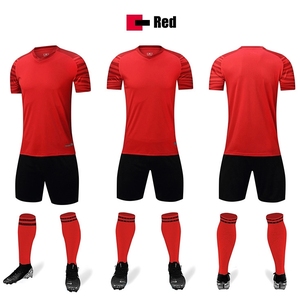 Red <b>Soccer</b> Jersey Kit Unisex Half Sleeve O-Neck 100% Polyester Moisture Wicking Athletic Fit All Seasons Team Wear Front - Product Image 1