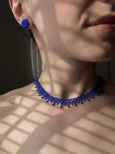 Collar de Moda con Cuentas Azules y Cristales de Imitación para Mujer, Diseño 2026, para Fiestas, por UO INDIA - Product Image 2