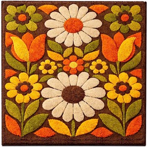 Alfombra Floral Artística Contemporánea, Alfombra Moderna de Lana Marrón y Verde Hecha a Mano, Alfombra Suave Decorativa para Sala de Estar y Dormitorio - Product Image 2