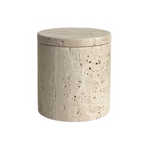 Pot de rangement en marbre blanc très vendu avec couvercle à poignée en métal doré, conteneur décoratif de luxe, organisateur de salle de bain moderne, qualité supérieure - Product Image 6