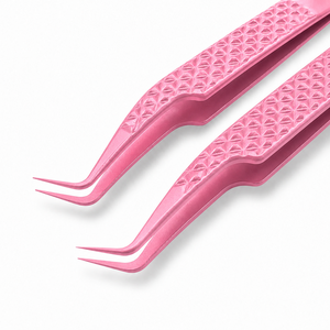 Pince à épiler de précision pour cils avec pointe lisse, design métallique dégradé rose et bleu ciel pour une application facile - Product Image 2