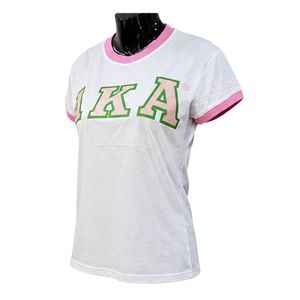 T-shirt Ringer Blanc Rose pour Femme à Manches Courtes avec Bordure Contrastante, Haut Décontracté Tendance, Vêtement Streetwear Élégant pour Dames, Vente en Gros - Product Image 6
