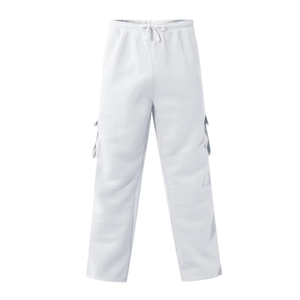 Men's <b>White</b> <b>Cargo</b> Sweatpants Elastic Waist Multiple Pockets Casual Style Breathable Cotton Autumn Wear - Product Image 5