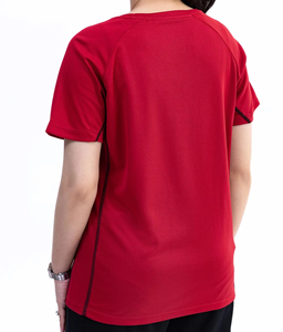 Camiseta de Poliéster de Secado Rápido para Mujer, Color Rojo Sólido, Cuello Redondo, Manga Corta, Estilo Casual, Primavera Verano, Corte Regular - Product Image 2