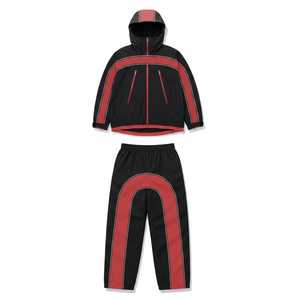 ชุดเซ็ตแทรคสูทสตรีทแวร์แบบมีฮู้ด น้ำหนักเบา ระบายอากาศได้ดี พร้อมแผงเทคโนโลยีเฉพาะตัว ชุดกีฬาพรีเมียม - Product Image 1