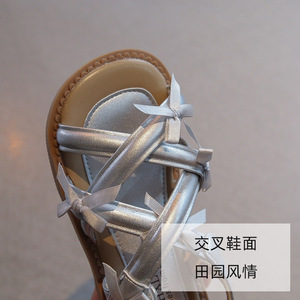 <b>Girls</b> Summer <b>Sandals</b> Princess Style Bow Soft Sole Non Slip Hook and Loop Baby Walker Shoes Cross Strap <b>Toddler</b> - Product Image 2