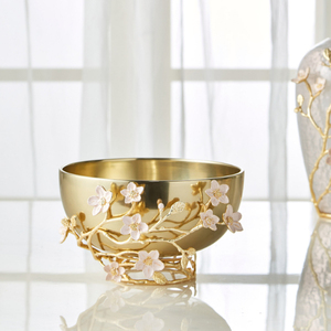 Cuenco de Metal Estilo Vintage con Base de Ramas Florales, Acabado Dorado Pulido, Vajilla para Bodas y Hogar, Cuencos Decorativos para Regalo - Product Image 5