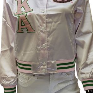 Chaqueta de Satén Blanca para Mujer, Estilo Universitario Bordado, Prenda Exterior de Moda, Chaqueta Informal con Botones al Frente, Ligera y Elegante para Uso Diario - Product Image 5