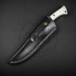 Couteau de chasse à lame fixe en acier Damas de qualité supérieure, manche en Micarta, pointe clip, bord droit, longueur 8 pouces, qualité industrielle, garantie 3 ans - Product Image 6