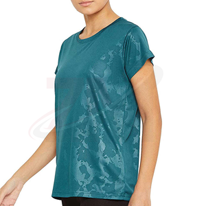 Camiseta Casual de Manga Corta con Cuello Redondo y Estampado por Sublimación en Color Verde Azulado para Mujer, Tejido de Punto de Secado Rápido, 100% Algodón Original - Product Image 4