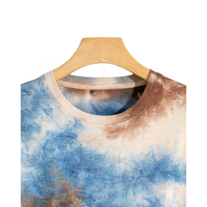 เสื้อยืดคอกลมแขนสั้นผู้ชายลายมัดย้อม ทรงลำลอง ผ้าถัก ลายพิมพ์ - Product Image 4