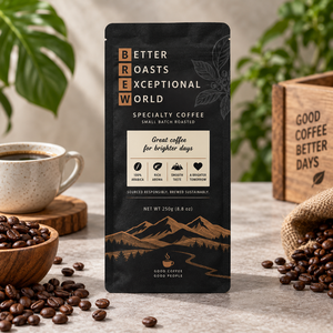 TerraBrew Premium Arabica Blend Coffee Beans 250g Recyclable Resealable Stand <b>Pouch</b> Zipper Top Laminated Packaging Ethically - Product Image 2