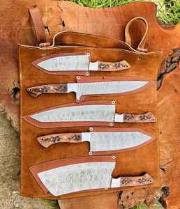 Ensemble de couteaux de chef professionnels de haute qualité Palace LLC, en acier Damas fait main, 5 pièces, couteaux utilitaires de cuisine écologiques - Product Image 1
