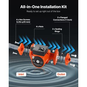 Pompa di Ricircolo in Ghisa 15 58FC, 17 GPM, AC 120V, 20 ft, per Acqua Calda, Connessione Flangiata da 1 Pollice, F 1 Pollice Ghisa - Product Image 3