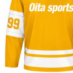 Men Yellow <b>Ice</b> Hockey Jersey Long Sleeve Polyester Sports Shirt Match Training Team Wear Performance Clothing - Product Image 5