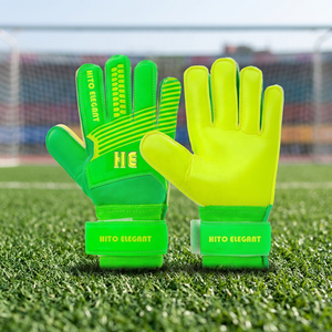 Gants de gardien de but de football verts avancés avec paume en latex robuste, antidérapants, ajustement confortable, protection des doigts et du pouce - Product Image 2