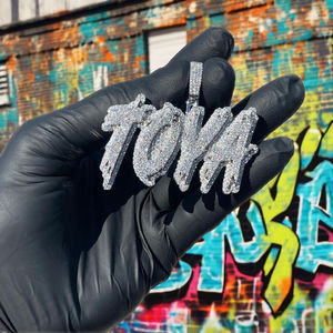 Collar con Colgante de Letra Personalizada, Estilo Hip Hop, Unisex, con Incrustaciones de Diamantes de Imitación, Plata de Ley 925, Bañado en Rodio, con Moissanita, Inicial del Nombre - Product Image 5