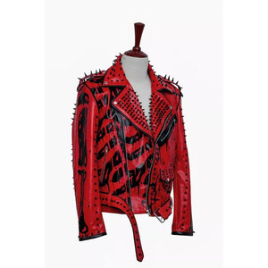 Men's Red PU Leather <b>Gothic</b> Punk <b>Jacket</b> - Spiked Studded Biker Rocker Sinner Zipper Closure <b>Jacket</b> 2026 - Product Image 4