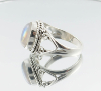 Bague en argent 925 pour femme avec pierre de lune bleue, sertie en clos ovale, style bohème, bague en argent 925 avec pierre précieuse, pour usage quotidien, cadeau