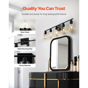Moderna Lampada da Bagno a 5 Luci da 60W con Vetro Trasparente, 37,1 Pollici, Montaggio a Parete per Uso Interno - Product Image 3