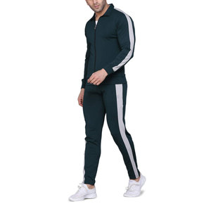 Men's Solid Color Tracksuit Set Full Zipper Turn-<b>down</b> Collar Breathable Polyester Casual Wear Autumn Regular Fit With Pockets - Product Image 4