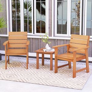 2-Piece Patio Hardwood Chair with Comfortable Slatted Seat and Inclined <b>Backrest</b> - Product Image 5