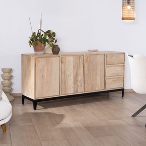 Vandana Autumn Vision 180cm solid mango wood <b>sideboard</b> with 3 doors and drawers - Product Image 2