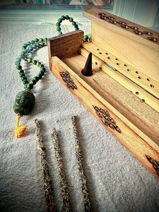 Hand Carved Wood <b>Incense</b> Burner Box (Ash Catcher) – For Sticks & <b>Cones</b> - Product Image 3