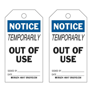 Étiquettes de sécurité flexibles Brady temporairement hors d'usage pour l'entretien des équipements industriels - Product Image 1
