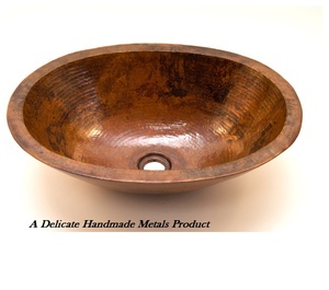 Lavabo Ovalado de Cobre Duradero Delicate Metals DS-130 con Acabado Cobre Antiguo de 40CM, Hecho en India para Baños de Lujo - Product Image 2
