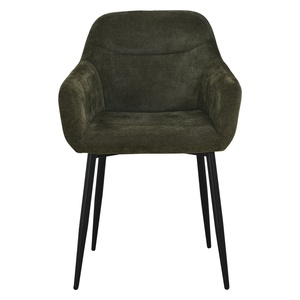 Silla de Comedor Moderna Tapizada en Tela Verde Oscuro con Patas de Metal Negro Arena, Tela Mirea para Restaurante, Hotel, Comedor - Product Image 2