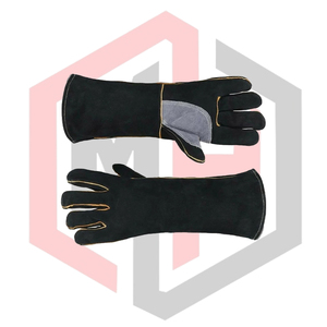 Black Leather Welding Gloves Reinforcement Full Safety Tear-Resistant Heat-Insulating Anti-Vibration Anti-Static Silicone-Free - Product Image 6