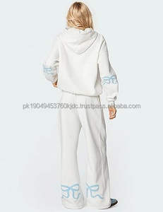 Conjuntos de Mujer 100% Algodón de Pakistán, Personalizables OEM/ODM, Conjuntos de 2 Piezas con Decoración de Encaje, Pantalones Deportivos, Traje Deportivo - Product Image 3